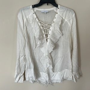 IRO long sleeve white shirt w ruffles